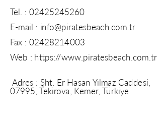 Pirate'S Beach Club iletiim bilgileri